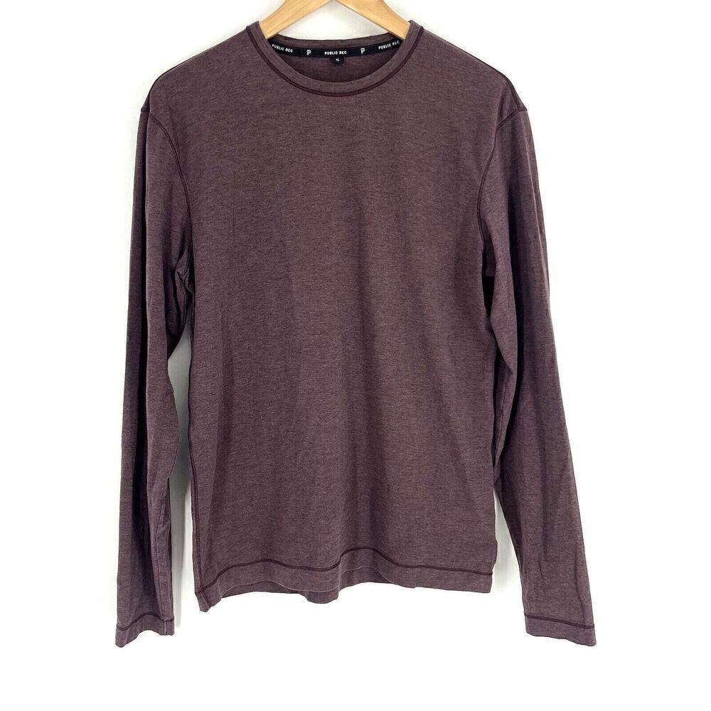 Public Rec Shirt Size Small Mens Purple Go To Crew Long Sleeve Tee Athletic Yoga